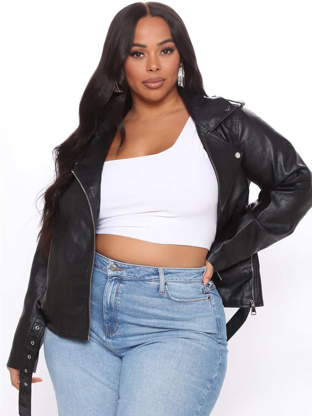 Fashion Nova Black Faux Leather Moto Jacket